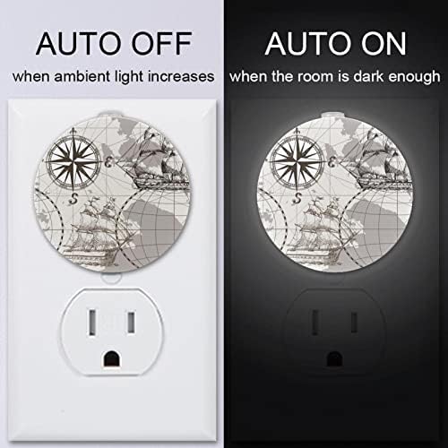 2 Pacote de plug-in Nightlight Night Light Compass e navegando com sensor do anoitecer para o quarto