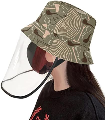 Chapéu de proteção para adultos com escudo facial, chapéu de pescador anti -sun bap, aquarela de banana