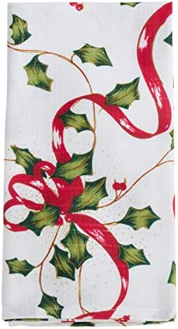 Saro Lifestyle Holiday Collection Holly e Ribbon Design Table guardanapos, 20 x20, multi