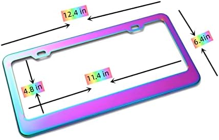 VCTRYSDR 2 Molduras de placa de embalagem, colorido de arco -íris de espelho de aço inoxidável, suporte