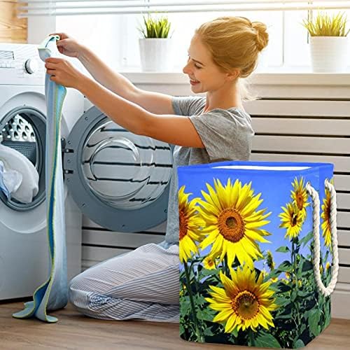 Inomer Girassol Summer Summer Flower Lavanderia grande cesto de roupas prejudiciais à prova d'água Cesto de