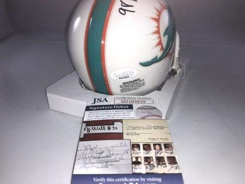 Raekwon Davis assinou Miami Dolphins Mini capacete JSA 2 - Mini capacetes da faculdade autografados