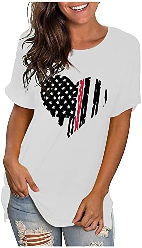 4 de julho camisetas camisetas para mulheres manga curta o pescoço camiseta americana bandeira listras