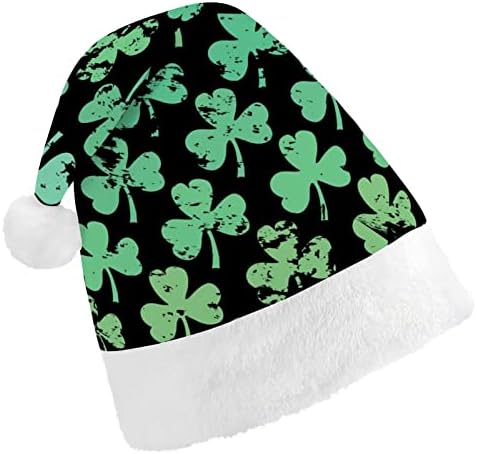 Retro Green Clover Padrão engraçado chapéu de Natal Papai Noel Chapé