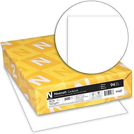 Neenah Premium Cardstock, 8,5 x 11, branco brilhante e cartolina, 8,5 x 11, 90 lb/163 gsm, branco, 300