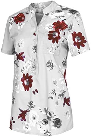 Tampos florais zefotim para mulheres 2023 botão Down Down Fashion Casual Camisas de manga longa/curta