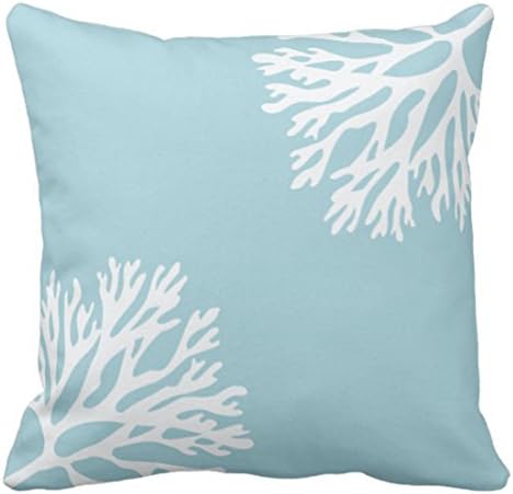 Emvency Throw Pillow Capa Hue Sea Coral Silhuetas azuis Crega decorativa leve Decoração de casa quadrada