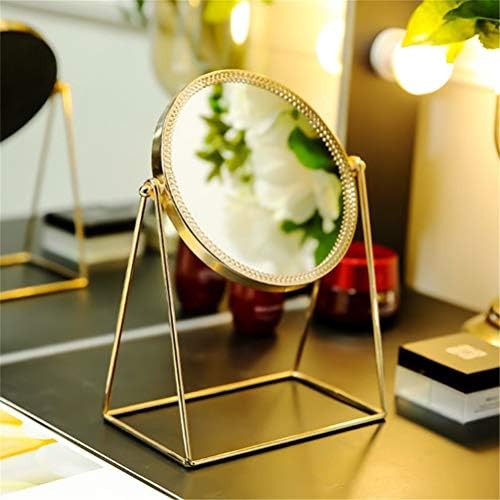 Jjry 360 graus rotação maquiagem de metal espelha ingle lacers vintage mancheland espelho de ouro w