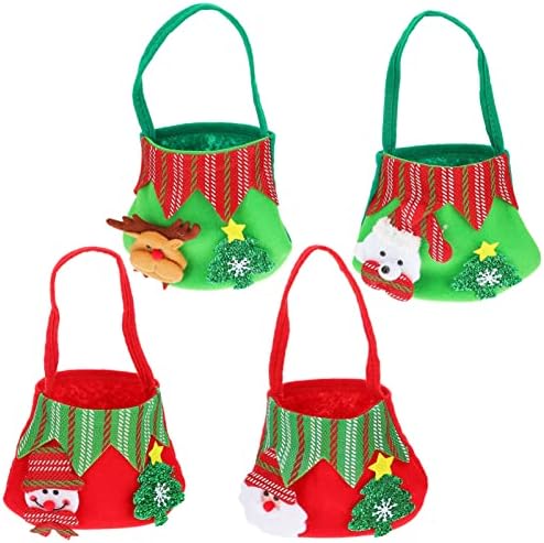 Sacos de festa não tecidos de Natal: sacolas reutilizáveis ​​4pcs boneco de neve Papai Noel Sacos de tecidos
