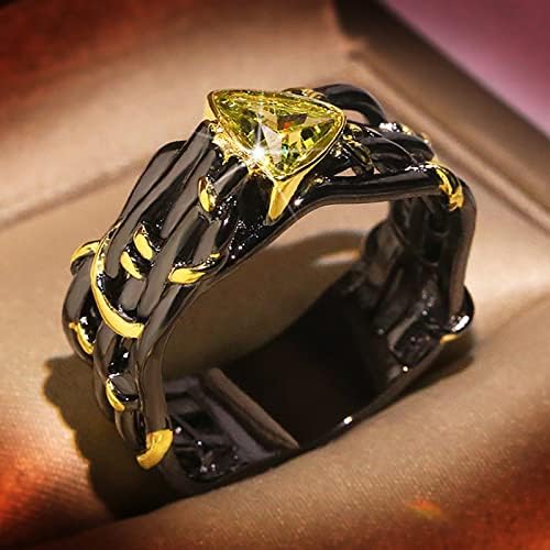 Moda Feminina Black Ring Zircônia Anel de diamante Anel de casamento Colar de dedo médio para mulheres