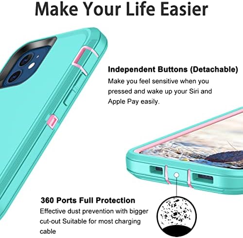 HUCASOK para iPhone 12 Case/iPhone 12 Pro Case Proteção robusta Proteção de corpo inteiro Pó pesado/queda