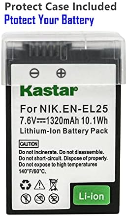 KASTAR 2 Bateria de embalagem e carregador USB duplo LCD compatível com Nikon EN-EL25 ENEL25 EN-EL25A