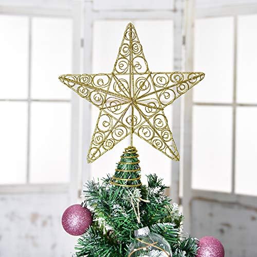 Dearhouse de 12,2 polegadas de Natal prateada estrela árvore do topper Decorações de Natal, Decoração