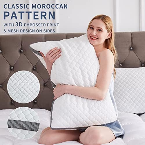 Almofadas de cama para dormir tamanho queen size de 2 travesseiros de espuma de memória desfiada confortáveis