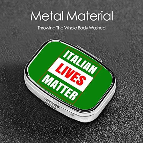 Italian Lives Matter Square Mini Pill Box Metal Medicing Organizer Travel Friendly Portable Pill Case