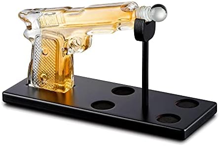 Conjunto de decantador de pistolas de uísque bezrat - Decanter de pistola de uísque com 4 copos de tiro em forma