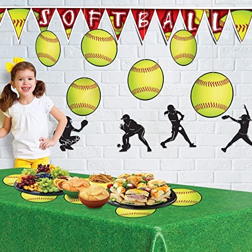 Beistle 12 peças Decorações de softball Fastpitch Cutouts para suprimentos de festas temáticos esportivos,