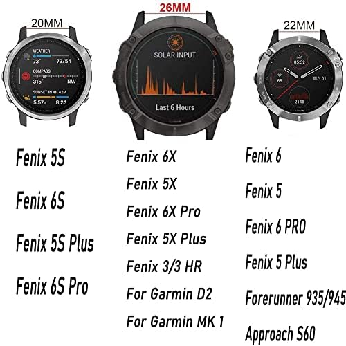 Tiras de banda de relógio inteligente Hepup para Garmin Fenix ​​6 6s 6x Pro 5x 5 5s mais 3 HR 935 945 MK1 D2