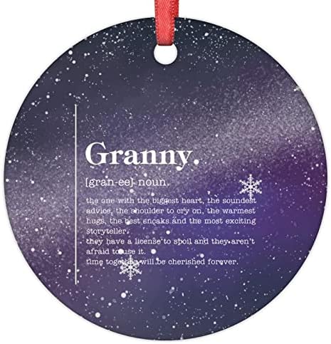 Definições da avó, enfeites de natal de definição de vovó tipografia em árvores de natal ornamentos de cerâmica