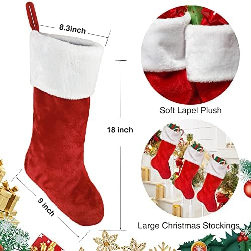 Meias de Natal, 18 polegadas grandes de veludo de veludo pendurado nas meias de Natal decoração personalizada