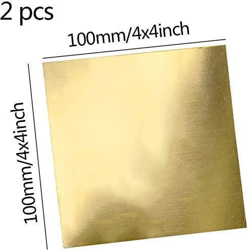 Folha de latão Huilun Folha de latão não polida, metais de precisão para DIY 100mmx100mm/4x4inch, espessura: