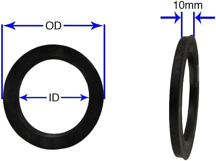 Acessórios para rodas Conjunto de peças de 4 anel centrado no cubo 72,56 mm od a 56,1 mm ID do cubo, policarbonato