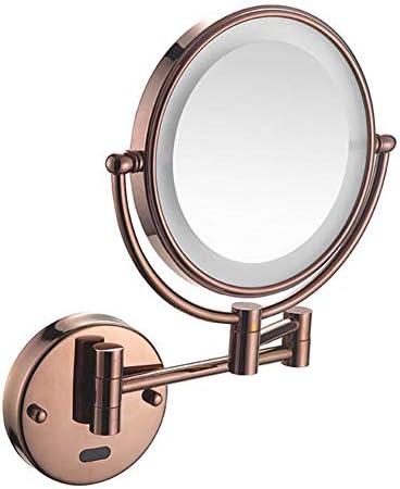 Zaahh LedLighted Banheiro espelhos montados na parede, 360 ° Giratório, espelho de maquiagem dobrável