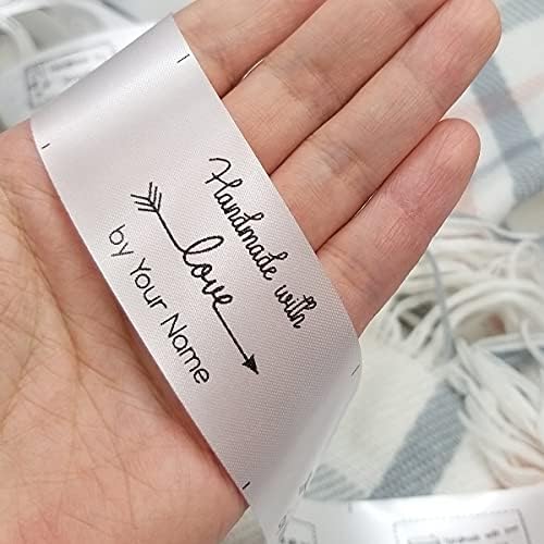 Conjunto de 100pcs Rótulos de roupas de tecido personalizados Tag de costura personalizada feita à mão