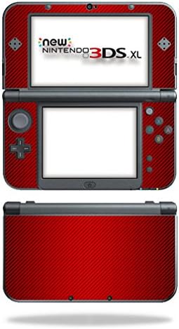 MightySkins Skin Compatível com Nintendo 3DS XL - Fibra de Carbono Vermelho | Tampa protetora, durável e exclusiva