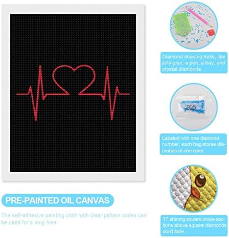 Heart Beat Love Kits de pintura de diamante personalizados Posga a imagem de arte por números para