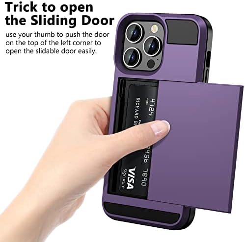 Vofolen para iPhone 14 Pro Max Case Carteira Cartão de crédito Id Id Slot Porta deslizante Porta