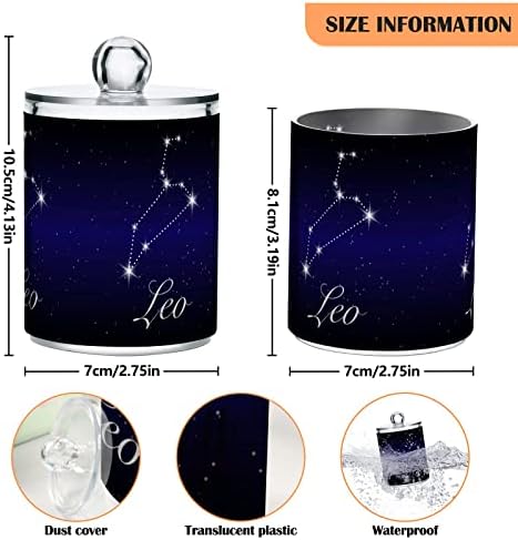 Yyzzh Leo Zodiac Constelação azul Starry Galaxy Stars 4 Pack QTIP Dispensador para algodão Swab Ball