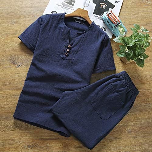 Jaqueta de cetim Algodão de cor sólido conjunto de shorts de duas peças manga masculina de verão masculino