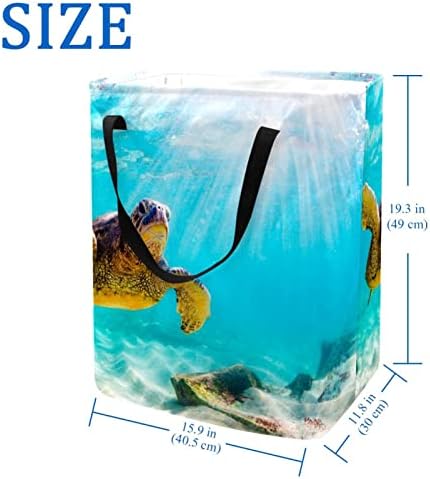 Tartaruga verde -marítima em extinção cesto de lavanderia dobrável, cestas de lavanderia à prova d'água