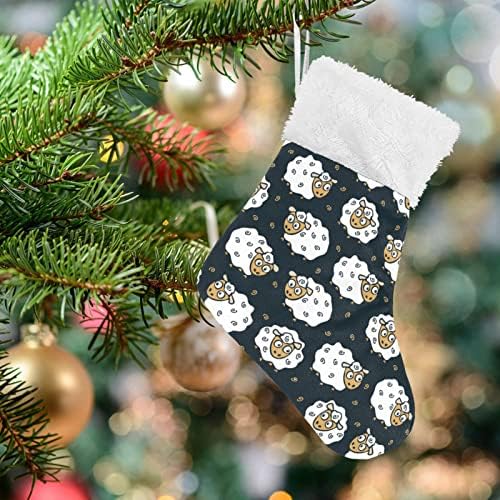 Jhkku Cute Ovelha Mini meia de Natal, 4 pacote de 4,8 polegadas pequenas meias de natal com punhadas de