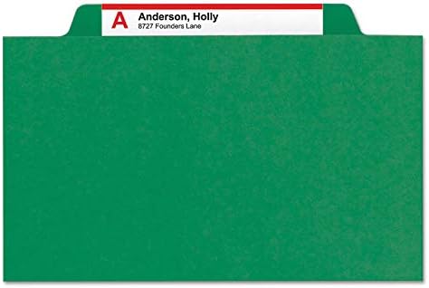 Smead 14033 Pressão Pastas de Classificação Carta de seis seções verde 10/caixa