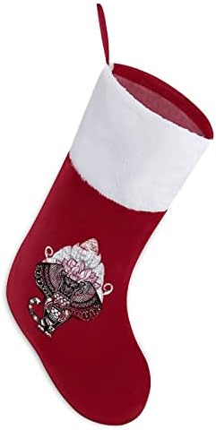Bohemian Elephant Funny Christmas Stocking com meias de natal de punho curto para lareira pendurada