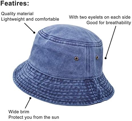Chapéu de balde, largura de algodão lavado de algodão ao ar livre chapéu de sol plana para pescar