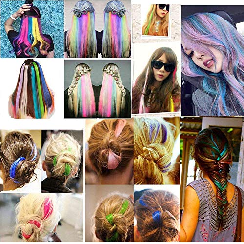 Wiysday 20pcs clipe colorido em extensões de cabelo Extensões de cabelos infantis 22 '' Extensões de cabelo lisadas