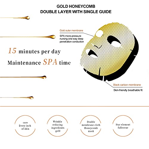 Ning sete máscaras faciais de colágeno em gel de ouro de sete fang 24k - -Fullerene Honeycomb interno Double