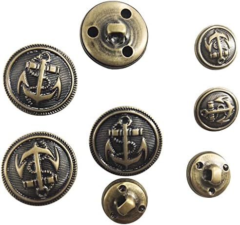 16pcs Bronze Bonzle Design Metal Button, Substituição de botão de costura para capa de macacão uniforme de