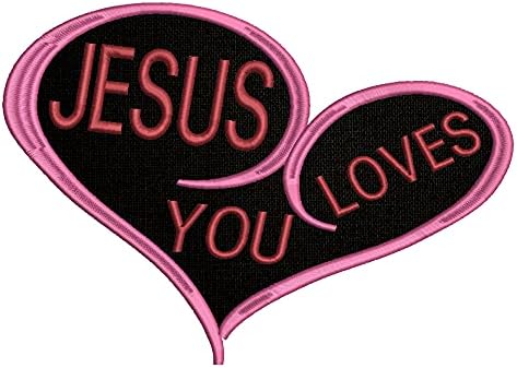 Jesus te ama bordados em forma de coração em forma de ritmo de ferro/costurá-o-on-que-on-que-on-que-bíblia