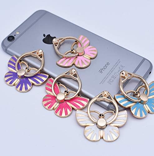 Shungfun 5pcs celular anel de anel do suporte de suporte brilhante shiny shinestone borboleta padrão pintado