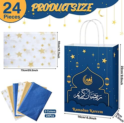 24 PCS Bolsa de presente Eid com papel de lenço de papel