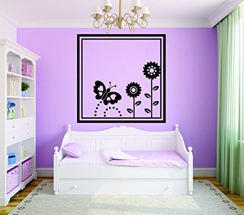 Adesivo de parede de decalque: happy jardim arame design de borboleta flores meninas quarto adolescente bebê