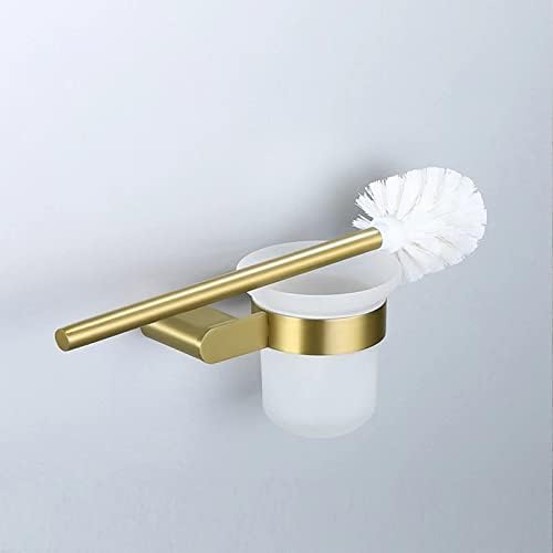 Pincel de vaso sanitário de pulso, acessórios de banheiro dourado escovado, suporte de escova de vaso