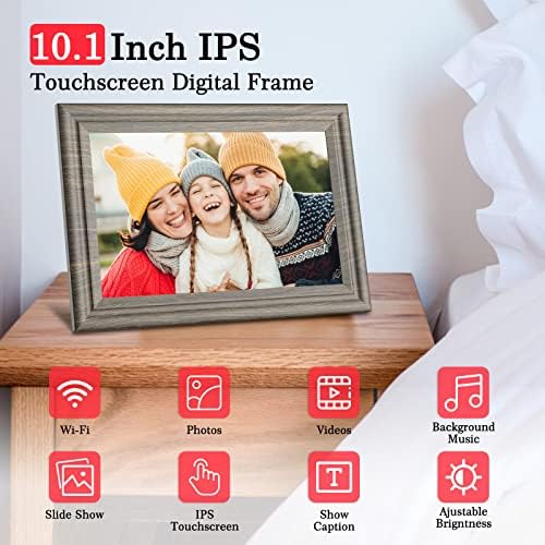 Frame Digital Picture Frame com WiFi 10.1 IPS Display 1280x800 Touch Screen 16 GB e acabamento de