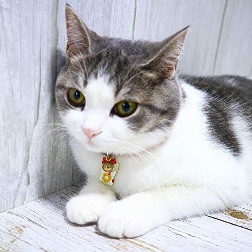 Cole de gato separatista com sinos e fortune gato charm chirimen japonês colarinho de gato de Natal colares