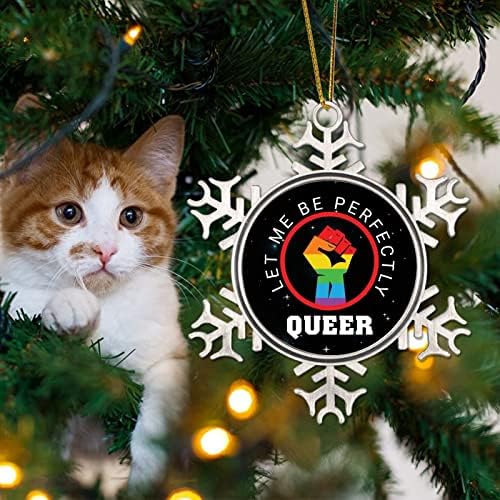 Queer, deixe -me ser perfeitamente ornamentos de Natal transgêneros pansexuais LGBTQ Gay Rainbow Christmas