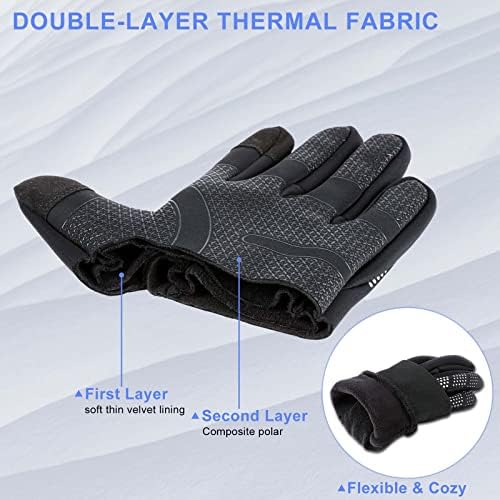 Luvas térmicas de inverno para homens mulheres, luvas quentes do freezer, luvas de tela de toque leves à